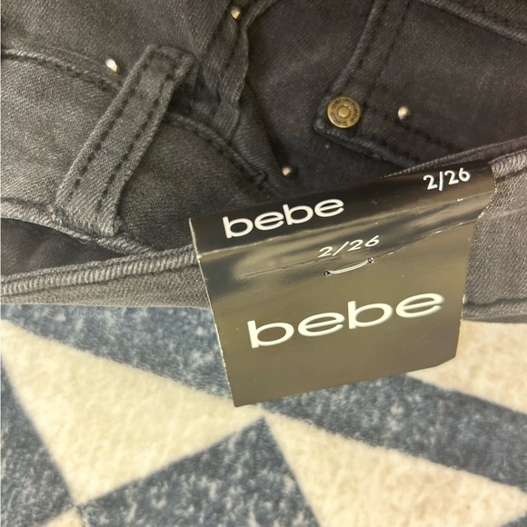 Bebe - NWT Straight Leg Denim with Rhinestons in Dark Grey - Picture 5 of 11
